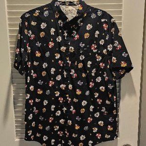 PENGUIN short sleeve shirt - Size XL - navy blue floral print